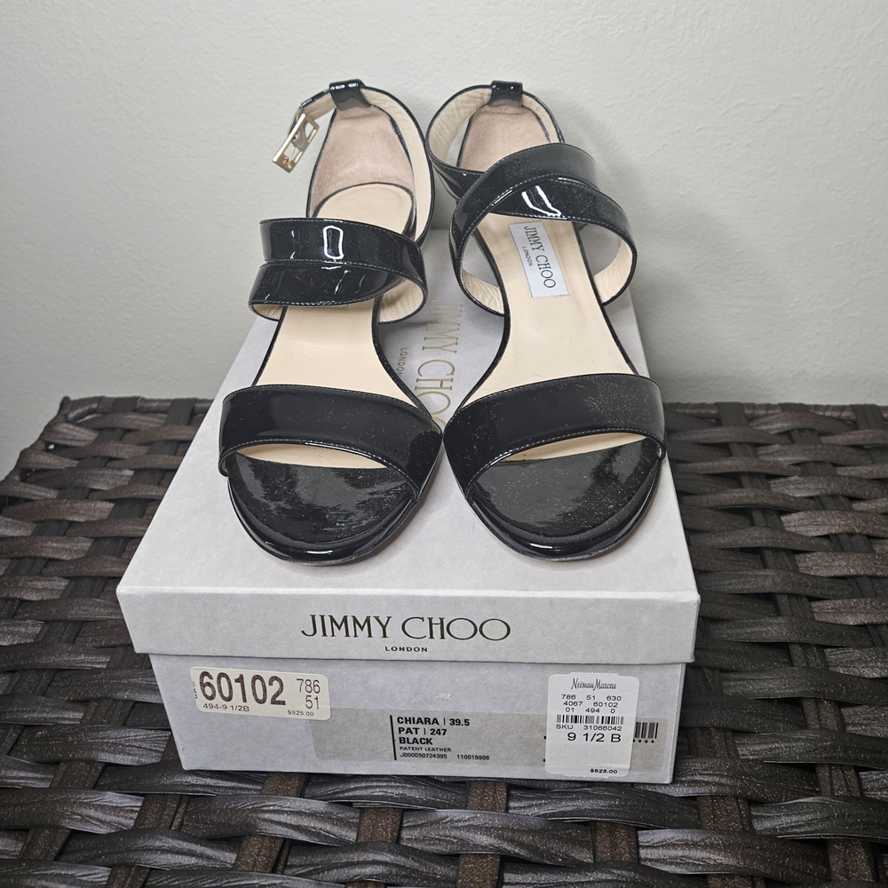Jimmy Choo Glossy Black Sandals